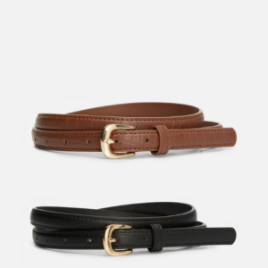 Lot de 2 ceintures skinny en simili cuir